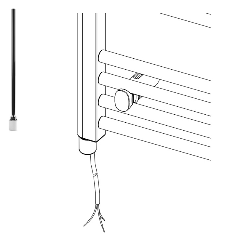 Těleso koupelnové trubkové elektrické Koralux Linear Classic KLCE 1500/500, výkon 600 W, topné těleso bez regulátoru, barva black matt