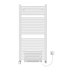Těleso koupelnové trubkové s teplovzdušnou jednotkou Koralux Linear Max KLMB 1220/500, výkon 1503 W, klasické připojení, barva black RAL 9005