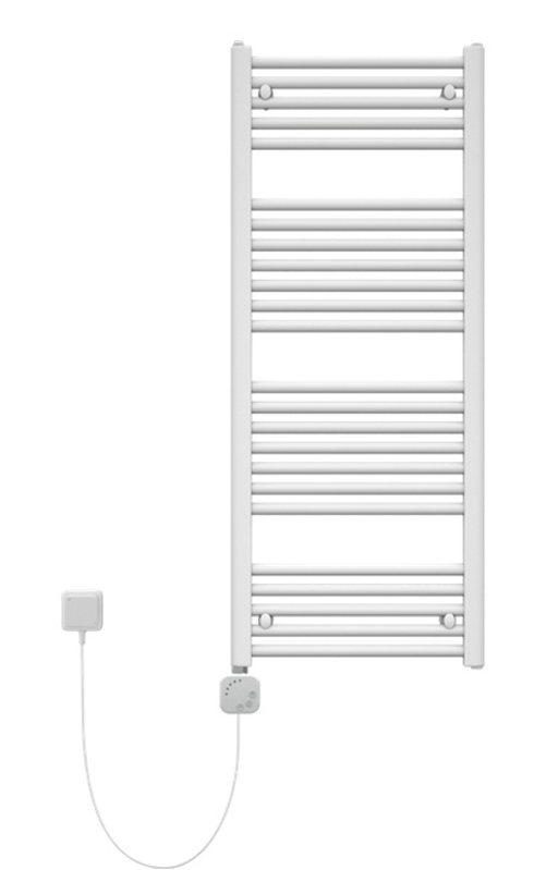 Těleso koupelnové trubkové elektrické Koralux Linear Comfort KLTH 1500/600, výkon 800 W, topné těleso s integrovaným regulátorem, barva silber RAL 9006