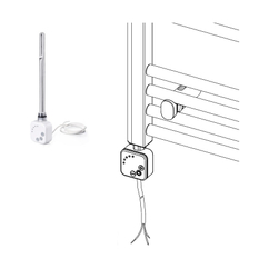 Těleso koupelnové trubkové elektrické Koralux Linear Comfort KLTH 1500/600, výkon 800 W, topné těleso s integrovaným regulátorem, barva silber RAL 9006