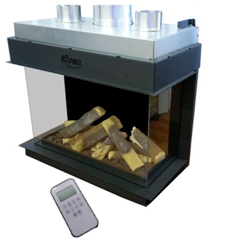 Krb plynový prosklený Karma Noblesse 50 FR (prosklení na pravé straně do tvaru ˝L˝), o výkonu 2,6 - 9,6 kw, černý vnitřní panel