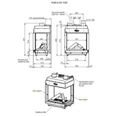 Krb plynový prosklený Karma Noblesse 50 FR (prosklení na pravé straně do tvaru ˝L˝), o výkonu 2,6 - 9,6 kw, černý vnitřní panel
