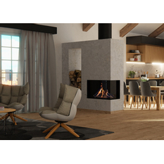 Krb plynový prosklený Karma Noblesse 70 FR (prosklení na pravé straně do tvaru ˝L˝), o výkonu 4,3 - 13,2 kw, černý vnitřní panel