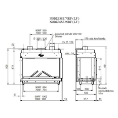 Krb plynový prosklený Karma Noblesse 90 FR (prosklení na pravé straně do tvaru ˝L˝), o výkonu 4,3 - 13,2 kw, černý vnitřní panel