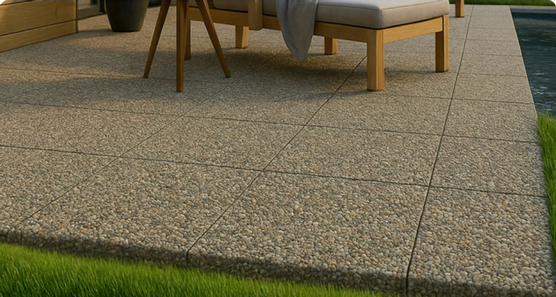 Dlažba vymývaný kámen Ferobet, 40 x 40 x 4 cm, Oblázek 4-8 mm - 1 hrana vymytá