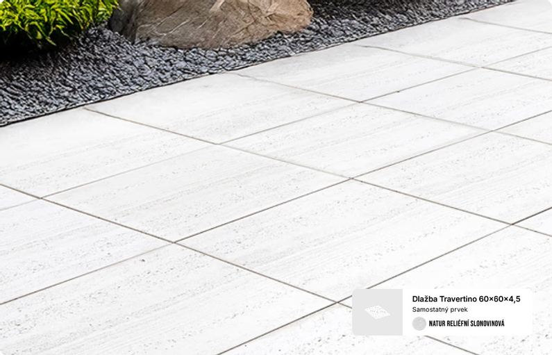 Dlažba Ferobet Travertino 60 x 60 x 4,5 cm, slonovinová