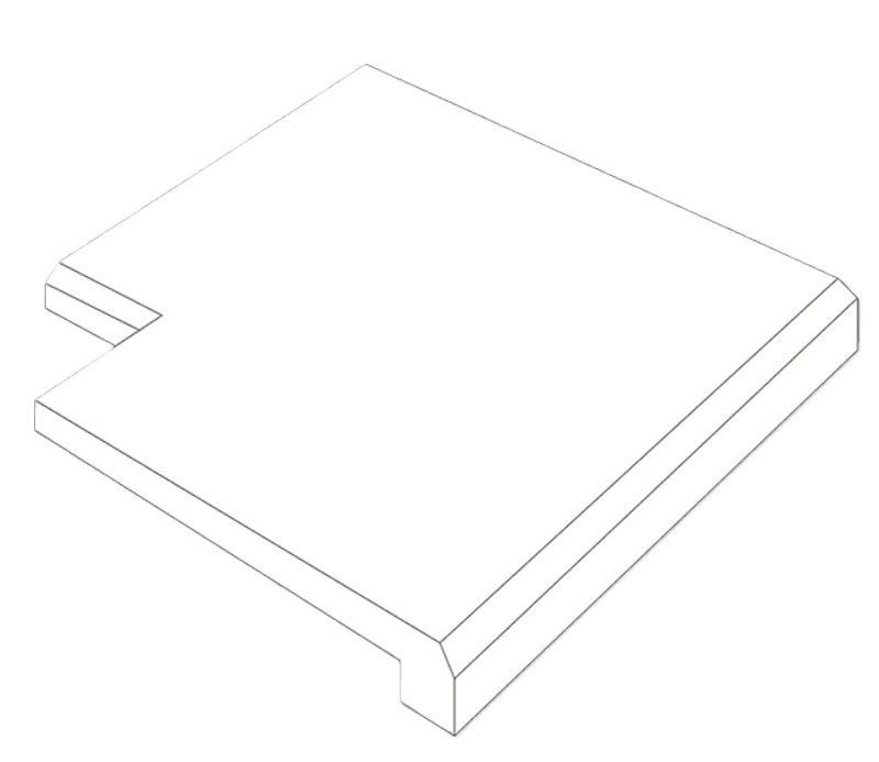 "Bazénový lem Ferobet - roh ""B"" 90° vnější ostrý, 50,5 x 50,5 x 4 cm," sražená hrana, Sicília