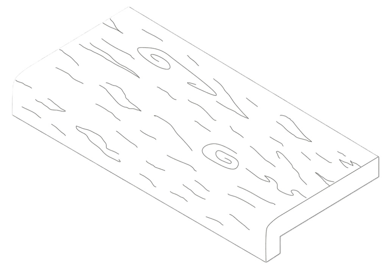 Bazénový lem Ferobet Dřevěný program, roh ˝A˝vnitřní ostrý - natur reliéfní, 50,5 x 50,5 x 4,5 cm, staré dřevo