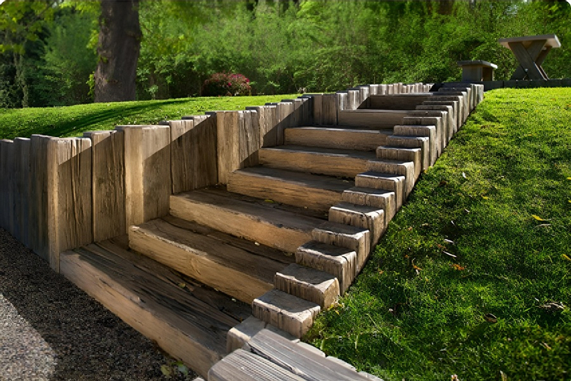 Palisáda Maxi fošna (schodišťové plato) Ferobet Dřevěný program, 200 x 75 x 8 cm, Staré dřevo