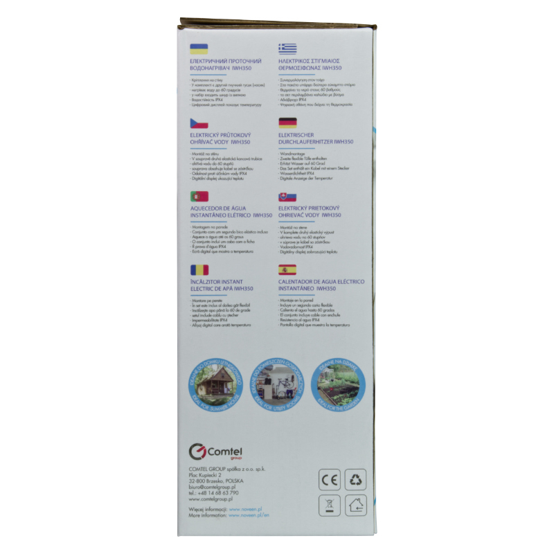 Elektrický průtokový bateriový ohřívač vody N´OVEEN IWH160 na desku, bílá / chrom 