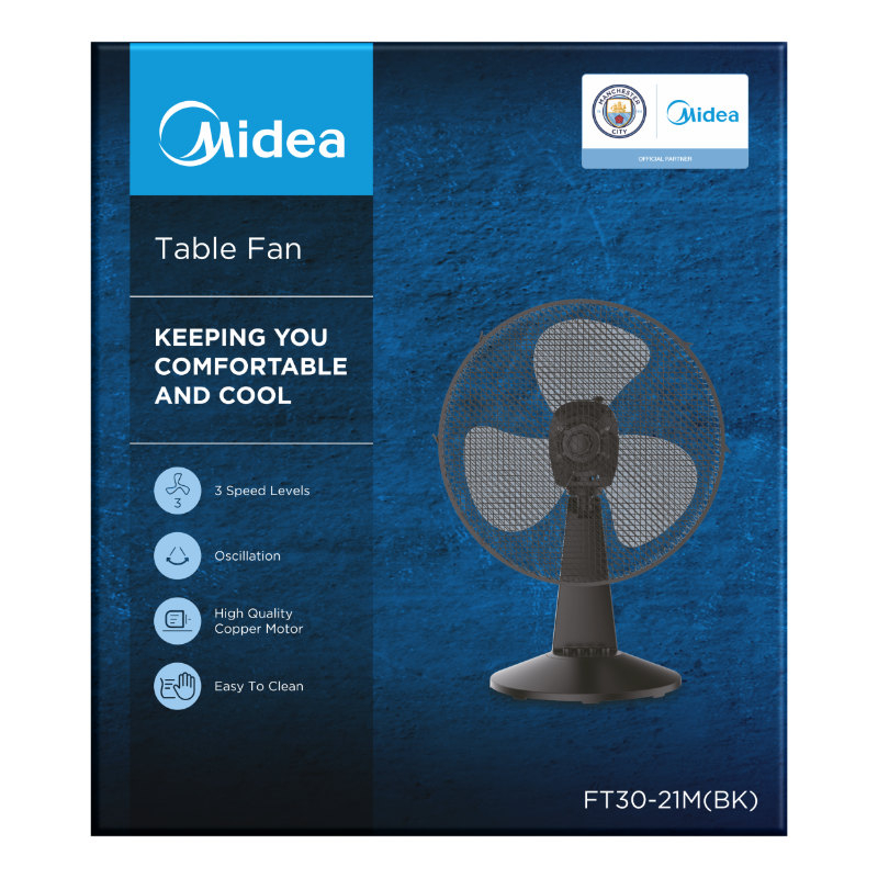 Stolní ventilátor Midea MFT3021MB, 30 cm, černá 