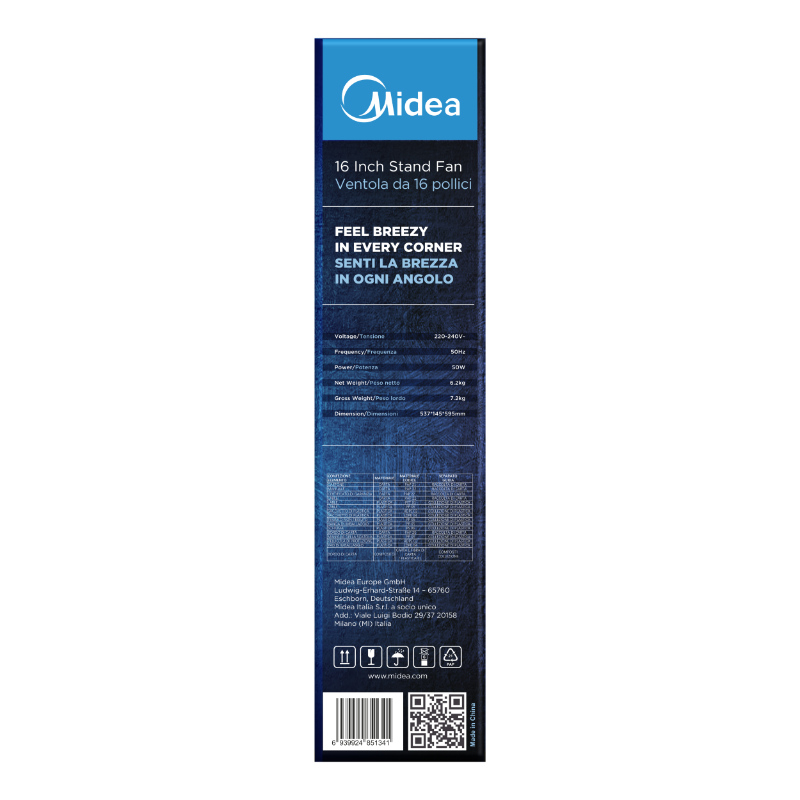 Stojanový ventilátor Midea MFS4023MR, 40 cm, bílá 