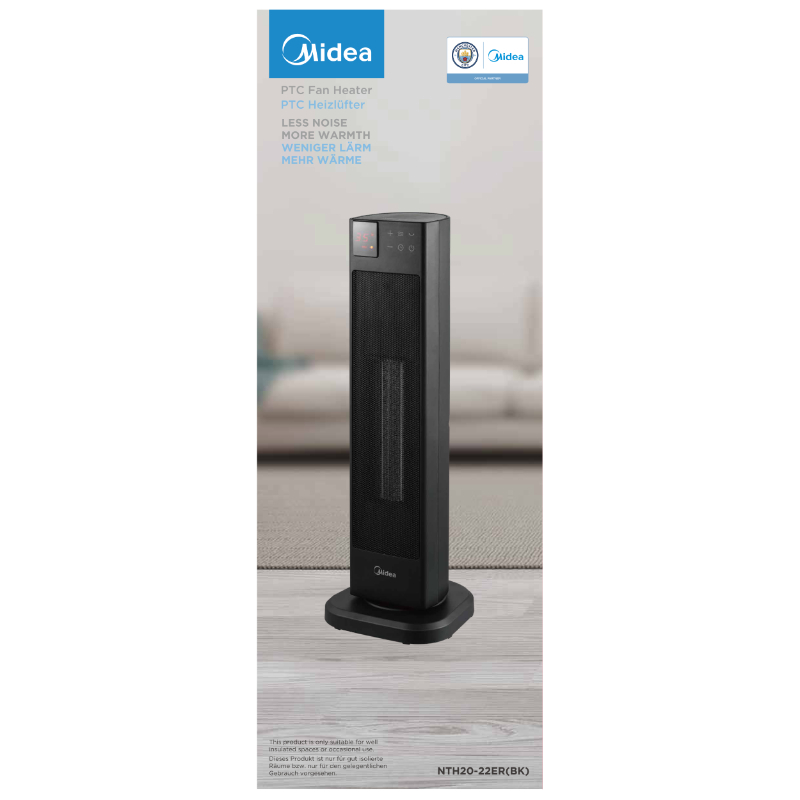 Teplovzdušný oscilační ventilátor Midea MNTH2022ER, s dálkovým ovládáním, 58cm 