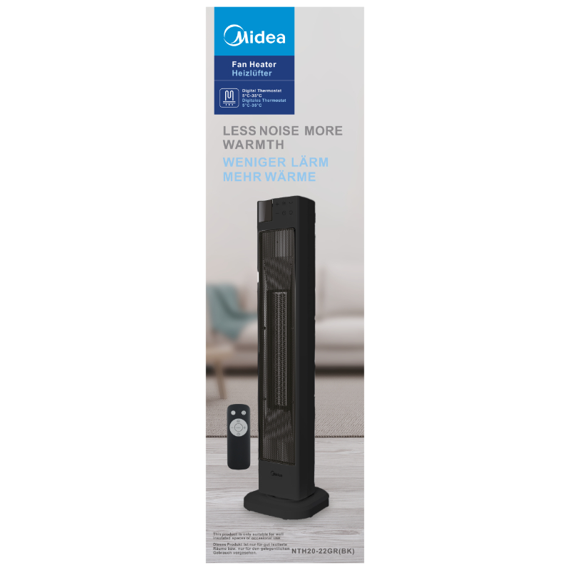 Teplovzdušný oscilační ventilátor Midea MNTH2022GR, s dálkovým ovládáním, 76,5cm 