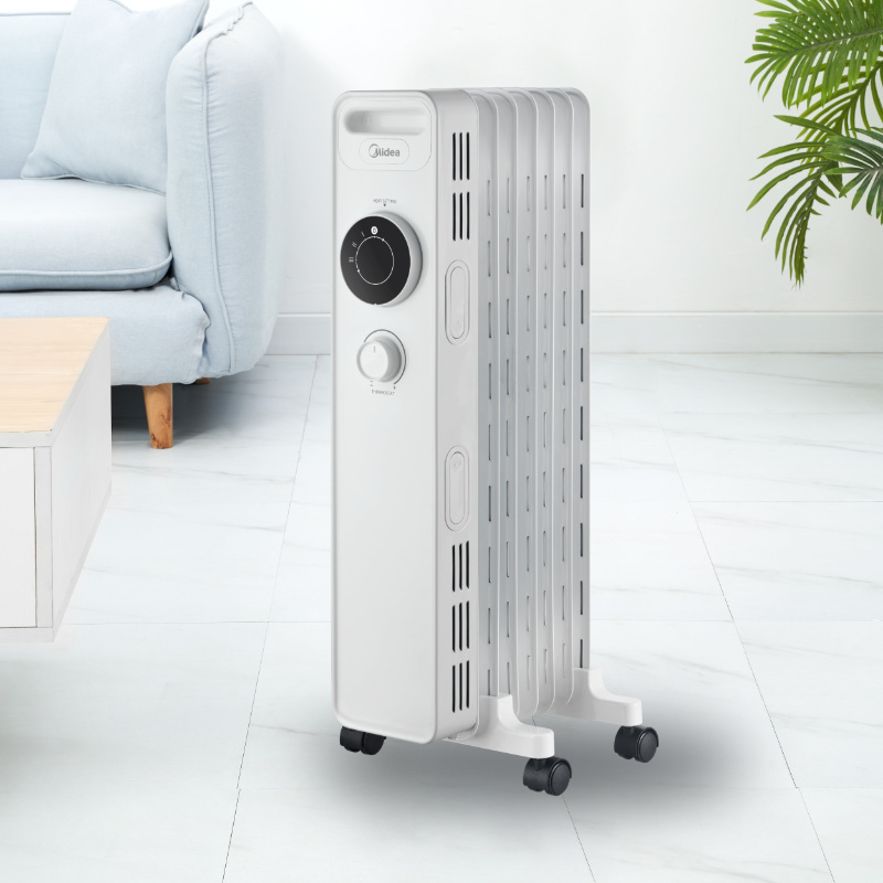 Olejový radiátor Midea MNY150722M, 7 žeber, 600 - 1500 W, bílá 