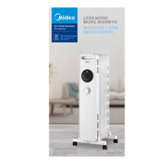 Olejový radiátor Midea MNY150722M, 7 žeber, 600 - 1500 W, bílá 
