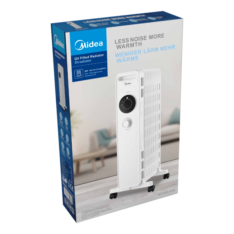 Olejový radiátor Midea MNY200922M, 9 žeber, 600 - 2000 W, bílá 