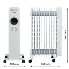 Olejový radiátor Midea MNY200922M, 9 žeber, 600 - 2000 W, bílá 