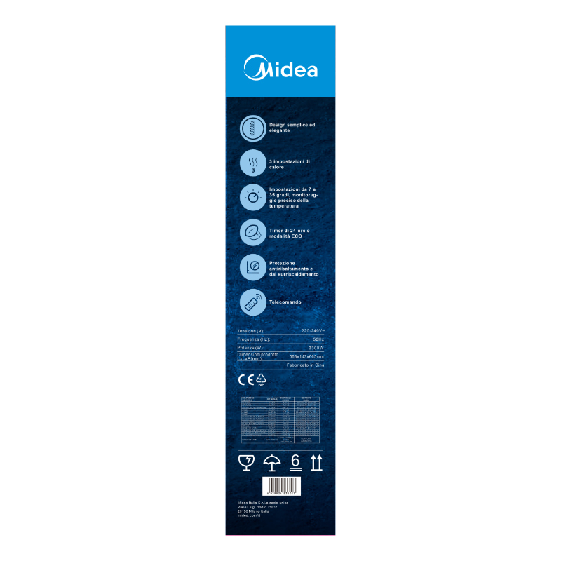 Olejový radiátor Midea MNY231120MR, 11 žeber, 1000 - 2300 W, bílá 