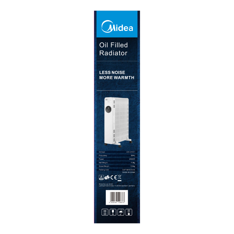 Olejový radiátor Midea MNY251322MR, 13 žeber, 1000 - 2500 W, bílá 