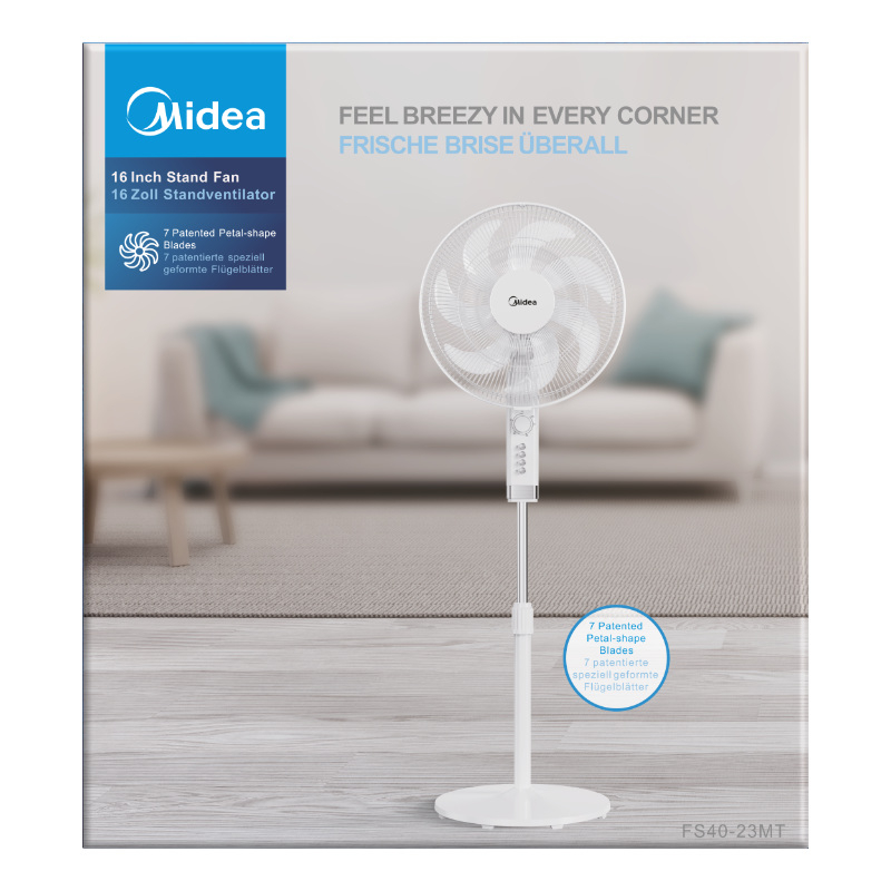 Stojanový ventilátor Midea MFS4023MT, 40 cm, bílá 