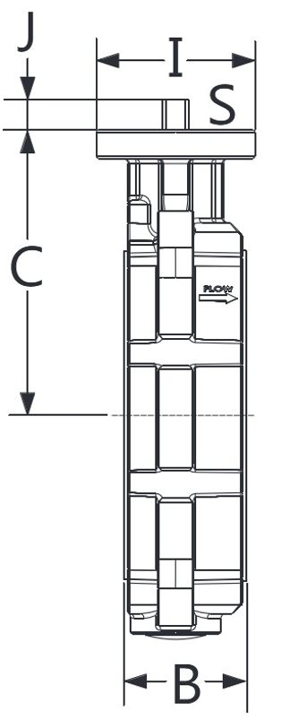 Mezipřírubová uzavírací klapka PVC-U Plimat, d125-140 mm, EPDM