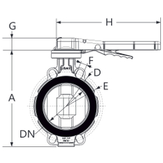 Mezipřírubová uzavírací klapka PVC-U Plimat, d200-225 mm, EPDM