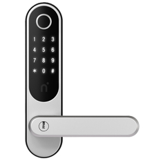 Inteligentní elektronický zámek Nimly Touch Pro Silver/Black, s dotykovým panelem, čtečkou otisku prstu a RFID nebo aplikací, stříbrná/černá