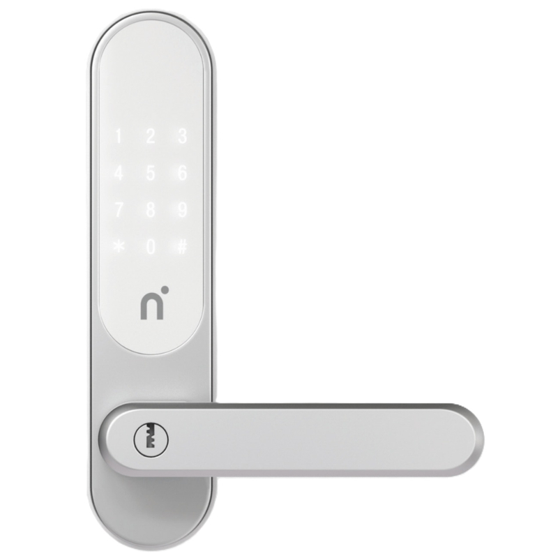 Inteligentní elektronický zámek Nimly Touch Silver/White, s dotykovým panelem a RFID čtečkou nebo aplikací, stříbrná / bílá