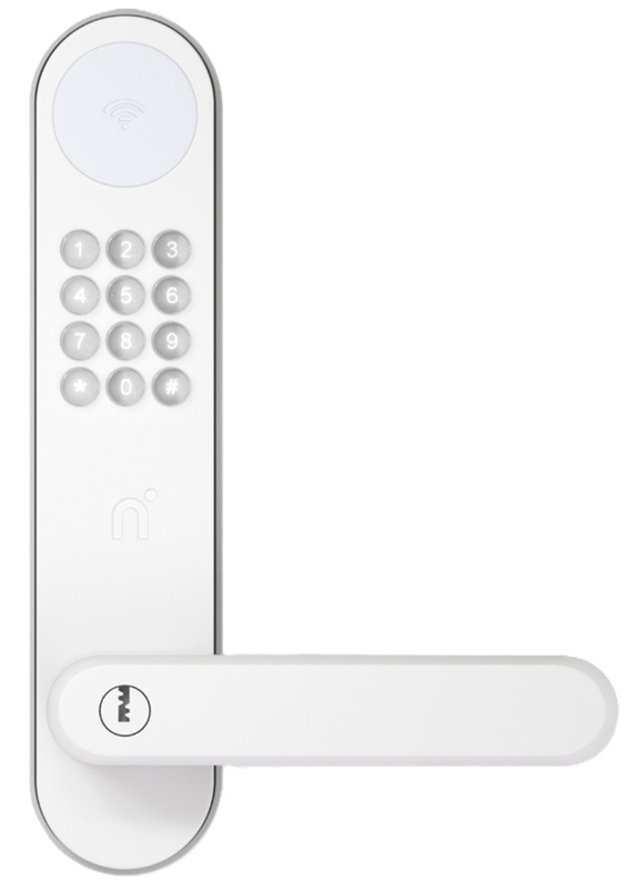 Inteligentní elektronický zámek Nimly Code White, s dotykovým panelem a RFID čtečkou, bílá