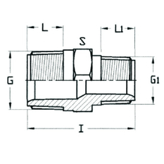 Nipl dvojitý redukovaný tlakový PVC-U Plimat, 1˝ x 3/4˝, vnější závit x vnější závit