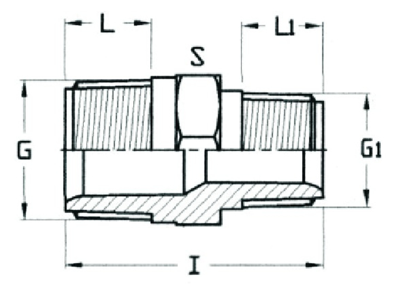 Nipl dvojitý redukovaný tlakový PVC-U Plimat, 6/4˝ x 3/4˝, vnější závit x vnější závit