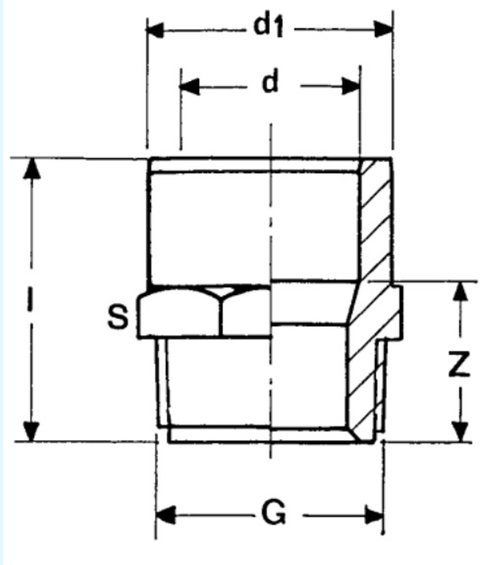 Nipl přechodový tlakový PVC-U Plimat, d20 - 16 x 3/8˝, 2x lepení x vnější závit