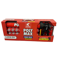Montážní lepidlo Griffon Poly Max Hight Tack Expres 6 x 600 ml, bílá, vč. tlačné pistole