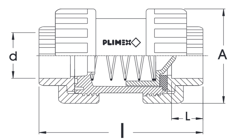 Zpětná klapka PVC-U Plimat, d63 x 63 mm, lepení x lepení