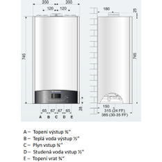 Kotel plynový kondenzační závěsný Ariston Genus One+ WiFi 35, topení 30,3 kW a průtokový ohřev TV 33,1 kW, SVT 22167