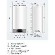 Kotel plynový kondenzační závěsný Ariston Clas One Wifi 35, topení 30,3 kW a průtokový ohřev TV 33,1 kW