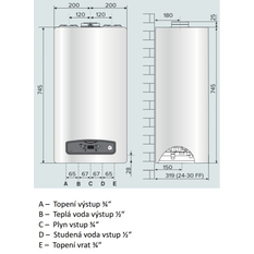 Kotel plynový kondenzační závěsný Ariston Cares S 30, topení 23,6 kW a průtokový ohřev TV 25,6 kW