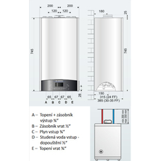 Kotel plynový kondenzační závěsný Ariston Genus One+ System 35, topení 30,3 kW a ohřev TV v externím zásobníku 33,1 kW, SVT 22173
