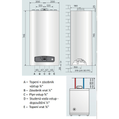Kotel plynový kondenzační závěsný Ariston Cares S System 24, topení 19,6 kW a ohřev TV v externím zásobníku 23,0 kW