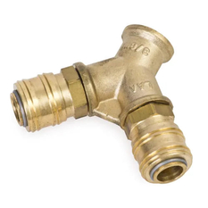 Rozdvojka s rychlospojkami Lüdecke DWS38ES, 3/8˝ vnější/vnitřní, mosaz