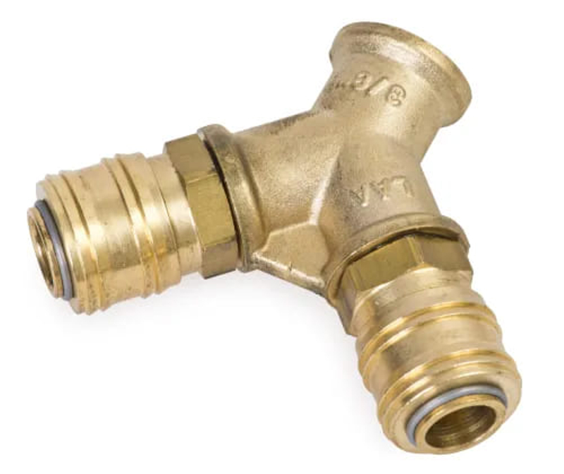 Rozdvojka s rychlospojkami Lüdecke DWS12ES, 1/2˝ vnější/vnitřní, mosaz