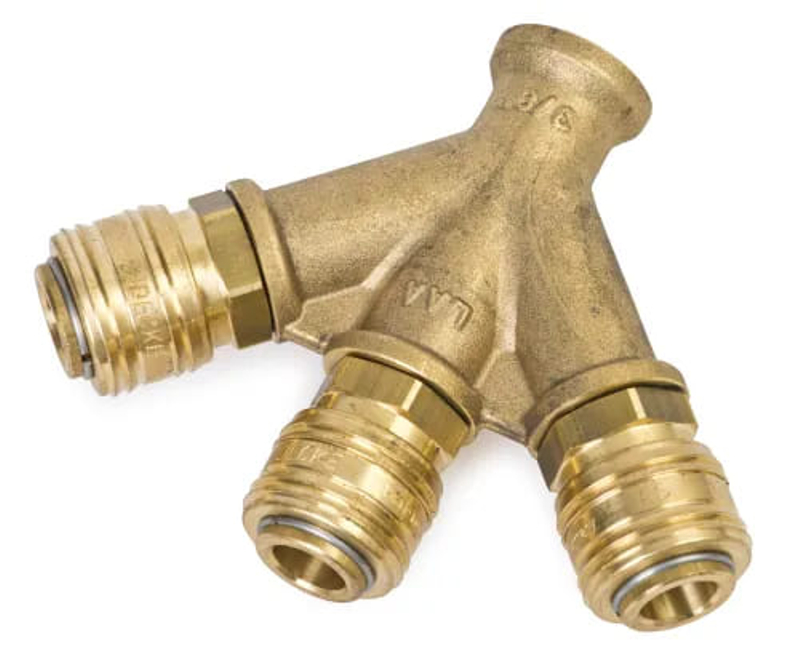 Roztrojka s rychlospojkami Lüdecke VWS38ES, 1/2˝ vnější/vnitřní, mosaz