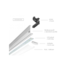 Standardní svítidlo pro kazetové podhledy Larsa TU, s transparentním difuzorem s nízkým stupněm oslnění (UGR)
