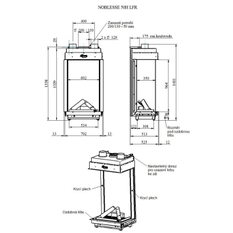 Krb plynový prosklený Karma Noblesse 50H LFR (prosklený ze 3 stran), o výkonu 3,0 - 10,9 kw, černý vnitřní panel