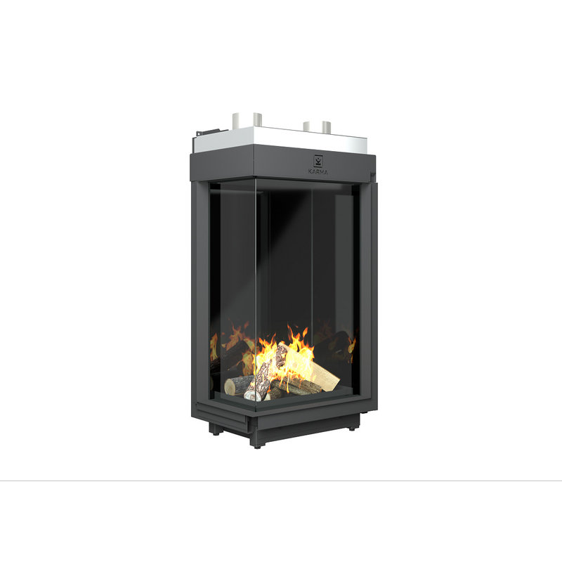 Krb plynový prosklený Karma Noblesse 50H LF (prosklení na levé straně do tvaru ˝L˝), o výkonu 3,0 - 10,9 kw, černý vnitřní panel