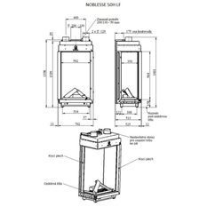 Krb plynový prosklený Karma Noblesse 50H LF (prosklení na levé straně do tvaru ˝L˝), o výkonu 3,0 - 10,9 kw, černý vnitřní panel