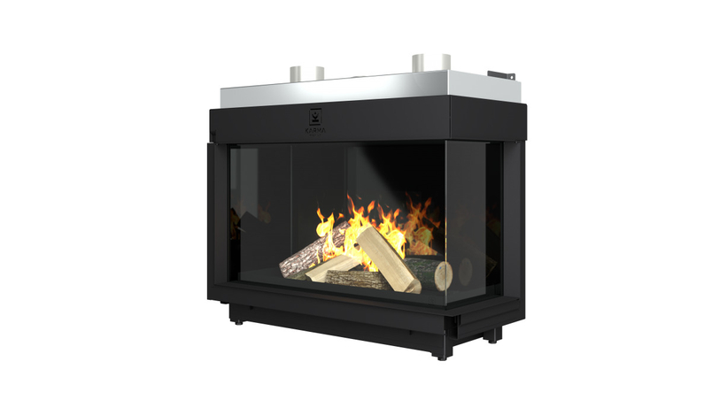Krb plynový prosklený Karma Noblesse 50H FR (prosklení na pravé straně do tvaru ˝L˝), o výkonu 3,0 - 10,9 kw, černý vnitřní panel
