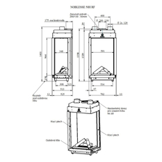 Krb plynový prosklený Karma Noblesse 50H FR (prosklení na pravé straně do tvaru ˝L˝), o výkonu 3,0 - 10,9 kw, černý vnitřní panel