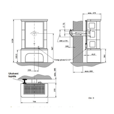 Volně stojící plynová krbová kachlová kamna Karma Art W ZP, s výkonem 5,0 kW, odtah spalin přes zeď, béžová